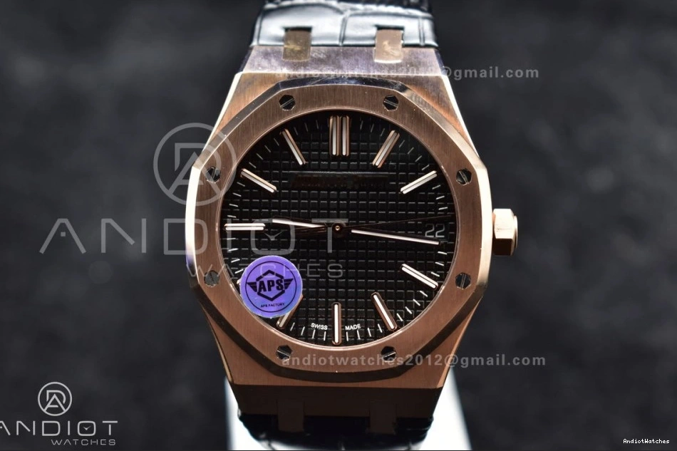 Super APSF Edition 1:1 RG 15400 41mm Oak Black Royal on Clone 1042 SA3120 Leather WaterResistant Black V Strap Textured Best Dial 0317